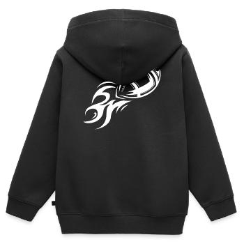 Football Américain Symbole Feu Balle Lancer Vol - Sweat Premium à capuche zippé enfant bio - noir - Dos - AI Model Kid Male (0cm)