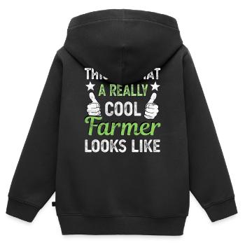 Farmer Farmer Farmer's Wife Farmer - Kids Premium Organic Zip-up Hoodie - black - Back - AI Model Kid Male (0cm)