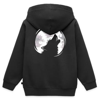 Wolf Wölfe jaulen Mond Abend Dunkel Tiere Natur - Kinder Premium Organic Zip Hoodie - Schwarz - Hinten - AI Model Kid Male (0cm)