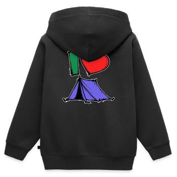 Camping Statement Wanderer Herz Wanderlust Zelten - Kinder Premium Organic Zip Hoodie - Schwarz - Hinten - AI Model Kid Male (0cm)
