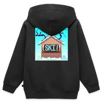 SKIANFÄNGER SKIFAHREN WINTERURLAUB - Kinder Premium Organic Zip Hoodie - Schwarz - Hinten - AI Model Kid Male (0cm)