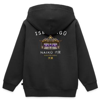 Japan, Schrein Ise-Jingu, Amaterasu, Handzeichnung - Kinder Premium Organic Zip Hoodie - Schwarz - Hinten - AI Model Kid Male (0cm)