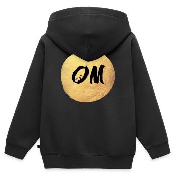 Cercle de Yoga Om Méditation Relaxation - Sweat Premium à capuche zippé enfant bio - noir - Dos - AI Model Kid Male (0cm)