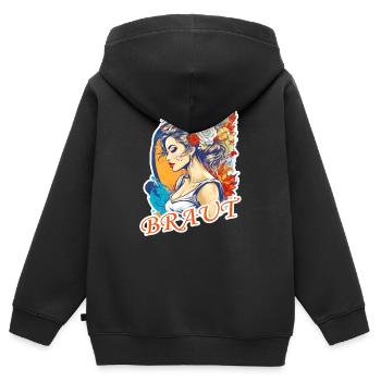 Braut - Kinder Premium Organic Zip Hoodie - Schwarz - Hinten - AI Model Kid Male (0cm)
