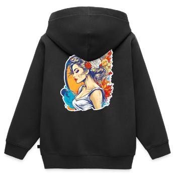 Mariée - Sweat Premium à capuche zippé enfant bio - noir - Dos - AI Model Kid Male (0cm)