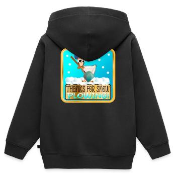 WINTERHUHN - DANKE FÜRS SCHNEEPFLÜGEN - Kinder Premium Organic Zip Hoodie - Schwarz - Hinten - AI Model Kid Male (0cm)
