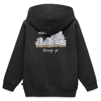 Burg Himeji-jo, Japan, Präfektur Hyogo, Zeichnung - Kinder Premium Organic Zip Hoodie - Schwarz - Hinten - AI Model Kid Male (0cm)