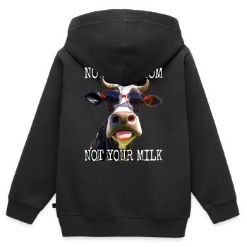 Pas ta mère Pas ton lait Végétalien Végétarien Végétarien - Sweat Premium à capuche zippé enfant bio - noir - Dos - AI Model Kid Male (0cm)