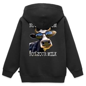 Pas ta mère Pas ton lait Végétalien Végétarien Végétarien - Sweat Premium à capuche zippé enfant bio - noir - Dos - AI Model Kid Male (0cm)