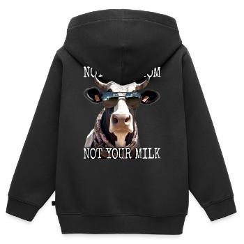 Pas ta mère Pas ton lait Végétalien Végétarien Végétarien - Sweat Premium à capuche zippé enfant bio - noir - Dos - AI Model Kid Male (0cm)