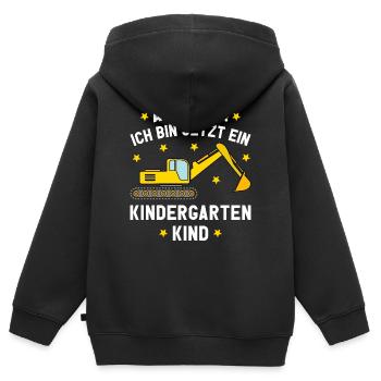 Ich bin jetzt ein Kindergartenkind Bagger Kita - Kinder Premium Organic Zip Hoodie - Schwarz - Hinten - AI Model Kid Male (0cm)