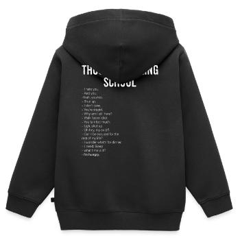 thoughts during school funny shirt - Kids Premium Organic Zip-up Hoodie - black - Back - AI Model Kid Male (0cm)