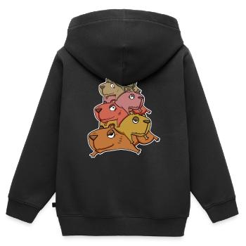 Capybara Tas de Capybara - Sweat Premium à capuche zippé enfant bio - noir - Dos - AI Model Kid Male (0cm)