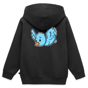 Un oiseau bleu - Sweat Premium à capuche zippé enfant bio - noir - Dos - AI Model Kid Male (0cm)
