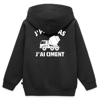 ciment, engin de chantier, chantier - Sweat Premium à capuche zippé enfant bio - noir - Dos - AI Model Kid Male (0cm)