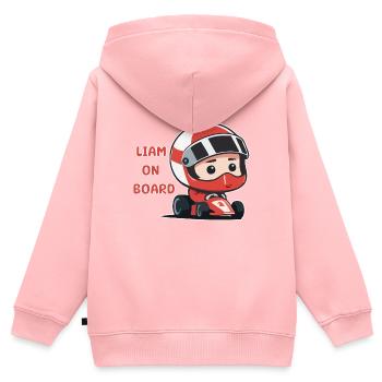 Liam à bord - Sweat Premium à capuche zippé enfant bio - rose - Dos - AI Model Kid Female (0cm)