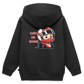 Liam on board - Kinder Premium Organic Zip Hoodie - Schwarz - Hinten - AI Model Kid Male (0cm)