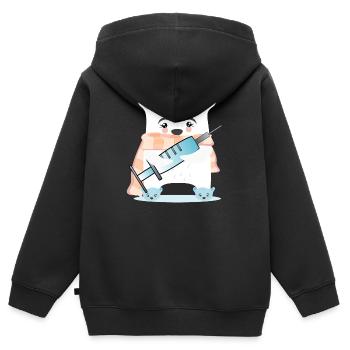 WINTER KINDERKRANKENSCHWESTER Medikamenten SPRITZE - Kinder Premium Organic Zip Hoodie - Schwarz - Hinten - AI Model Kid Male (0cm)