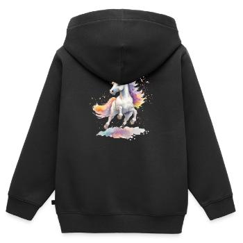 tanzendes Einhorn - Kinder Premium Organic Zip Hoodie - Schwarz - Hinten - AI Model Kid Male (0cm)