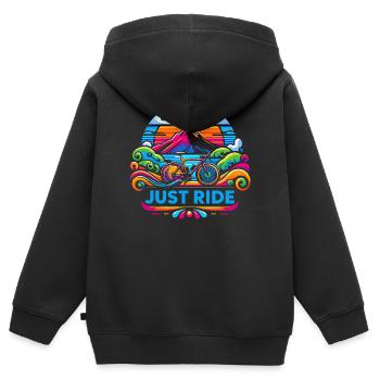 Just Ride Fahrrad - Just Ride - Kinder Premium Organic Zip Hoodie - Schwarz - Hinten - AI Model Kid Male (0cm)