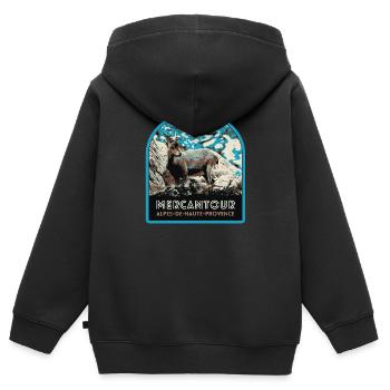 Mercantour-Gamsabzeichen: Alpine Fauna - Kinder Premium Organic Zip Hoodie - Schwarz - Hinten - AI Model Kid Male (0cm)