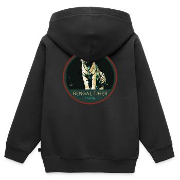 Bengalischer Tiger Porträt Aufnäher: Indische Fauna - Kinder Premium Organic Zip Hoodie - Schwarz - Hinten - AI Model Kid Male (0cm)