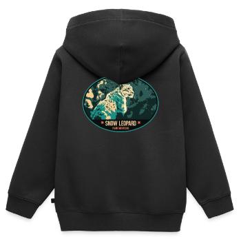 Snow Leopard illustration patch - Kids Premium Organic Zip-up Hoodie - black - Back - AI Model Kid Male (0cm)