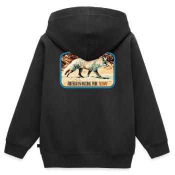 Anderdalen Snow Fox Patch: Nordische Fauna - Kinder Premium Organic Zip Hoodie - Schwarz - Hinten - AI Model Kid Male (0cm)