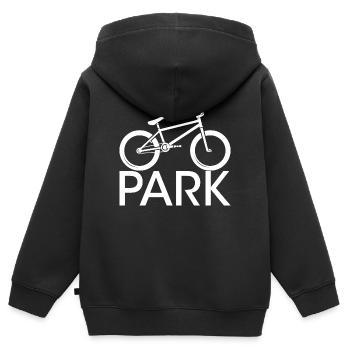 Icône de vélo de parc BMX icône de logo halfpipe - Sweat Premium à capuche zippé enfant bio - noir - Dos - AI Model Kid Male (0cm)