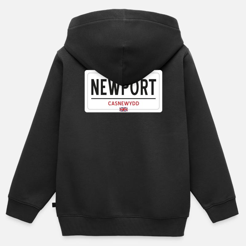 Panneau de la ville de Newport - Sweat Premium à capuche zippé enfant bio - noir
