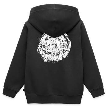 Cercle | L’art | Lune - Sweat Premium à capuche zippé enfant bio - noir - Dos - AI Model Kid Male (0cm)