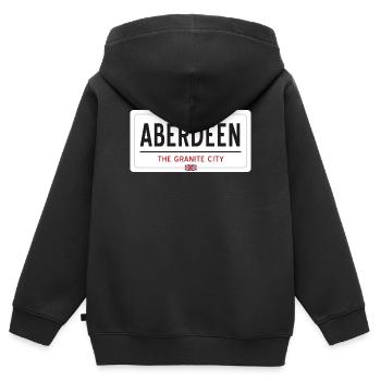 Ortsschild von Aberdeen - Kinder Premium Organic Zip Hoodie - Schwarz - Hinten - AI Model Kid Male (0cm)