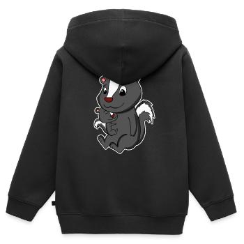 Stinktier Familie - Stinktier mit Baby - Kinder Premium Organic Zip Hoodie - Schwarz - Hinten - AI Model Kid Male (0cm)