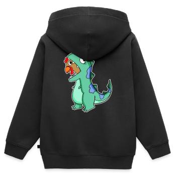 Déguisement de dinosaure poulet - Sweat Premium à capuche zippé enfant bio - noir - Dos - AI Model Kid Male (0cm)