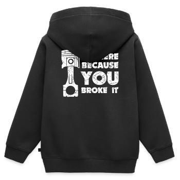 Job Statement Workaholic Mechaniker Arbeiter - Kinder Premium Organic Zip Hoodie - Schwarz - Hinten - AI Model Kid Male (0cm)