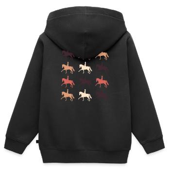 Dressurpferd - Kinder Premium Organic Zip Hoodie - Schwarz - Hinten - AI Model Kid Male (0cm)