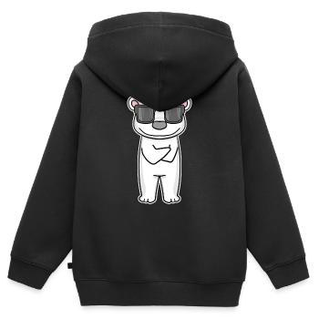 Eisbär mit Brille - Kinder Premium Organic Zip Hoodie - Schwarz - Hinten - AI Model Kid Male (0cm)