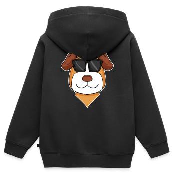 Jack Russell Terrier Hund mit Brille - cooler Hund - Kinder Premium Organic Zip Hoodie - Schwarz - Hinten - AI Model Kid Male (0cm)