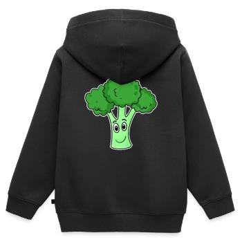 Broccoli Vegetables - Kids Premium Organic Zip-up Hoodie - black - Back - AI Model Kid Male (0cm)