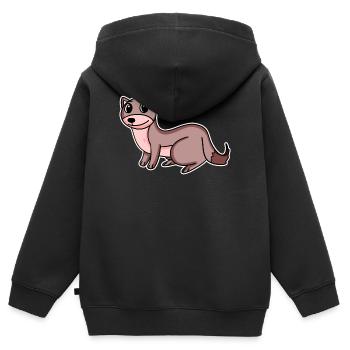 Motif de belette - Sweat Premium à capuche zippé enfant bio - noir - Dos - AI Model Kid Male (0cm)
