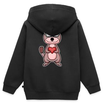 Belette avec coeur et lunettes - Sweat Premium à capuche zippé enfant bio - noir - Dos - AI Model Kid Male (0cm)