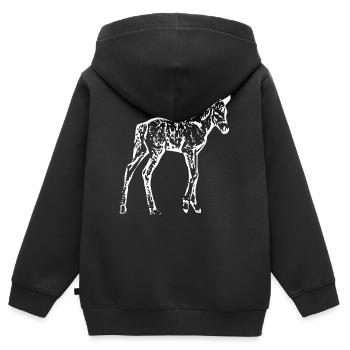 Pferd weiß, Fohlen - Kinder Premium Organic Zip Hoodie - Schwarz - Hinten - AI Model Kid Male (0cm)