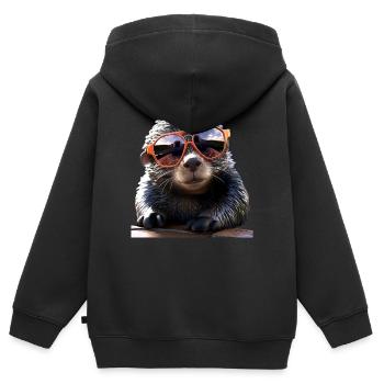 Maulwurf mit Sonnenbrille Liebe Süße Maulwürfe - Kinder Premium Organic Zip Hoodie - Schwarz - Hinten - AI Model Kid Male (0cm)