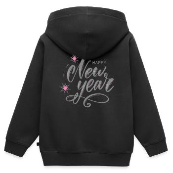 happy New Year - Kinder Premium Organic Zip Hoodie - Schwarz - Hinten - AI Model Kid Male (0cm)