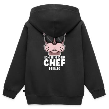 Chef Spruch mit Seelöwe Motiv - Kinder Premium Organic Zip Hoodie - Schwarz - Hinten - AI Model Kid Male (0cm)