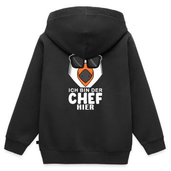 Chef Spruch mit Möwe Motiv - Kinder Premium Organic Zip Hoodie - Schwarz - Hinten - AI Model Kid Male (0cm)