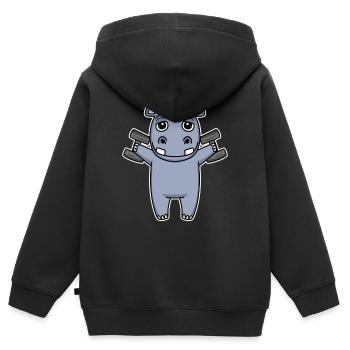 Nilpferd Hantel Training Krafttraining Fitness - Kinder Premium Organic Zip Hoodie - Schwarz - Hinten - AI Model Kid Male (0cm)