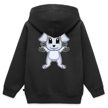Hase Hantel Training Krafttraining Fitness - Kinder Premium Organic Zip Hoodie - Schwarz - Hinten - AI Model Kid Male (0cm)
