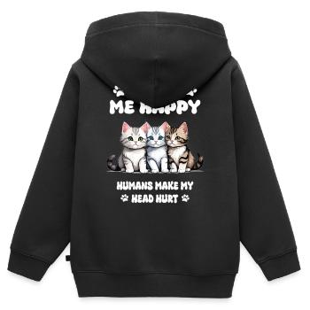 Katzen machen mich Glücklich... - Kinder Premium Organic Zip Hoodie - Schwarz - Hinten - AI Model Kid Male (0cm)