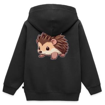 Niedlicher Igel Tier - Kinder Premium Organic Zip Hoodie - Schwarz - Hinten - AI Model Kid Male (0cm)